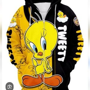 NWT Tweety Bird Yellow and Black Zip Up Hoodie